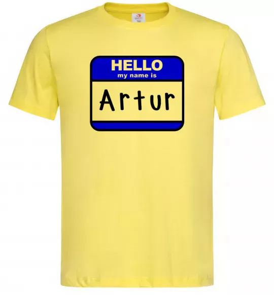 Мужская футболка Hello my name is Artur Лимонный фото