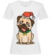 Жіноча футболка Xmas pug happy Білий фото