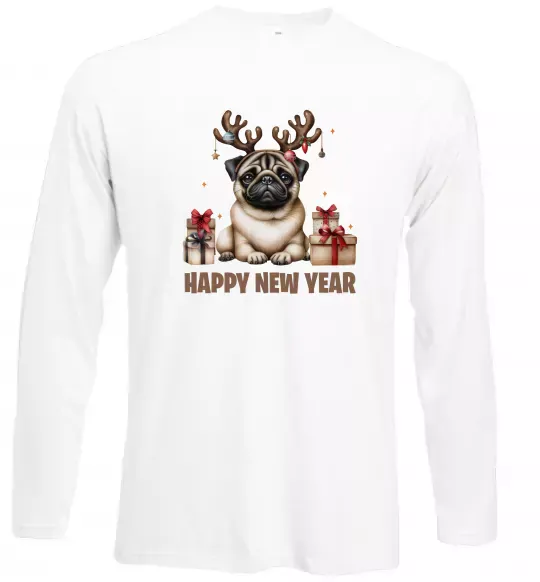 Лонгслив Новорічний мопс Белый фото