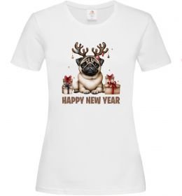 Женская футболка Новорічний мопс
