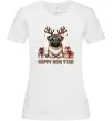 Жіноча футболка Новорічний мопс Білий фото