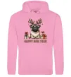 Чоловіча толстовка (худі) Новорічний мопс Рожевий фото