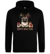 Чоловіча толстовка (худі) Новорічний мопс Чорний Чоловіча толстовка (худі) Новорічний мопс Чорний фото
