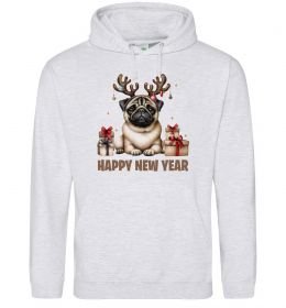 Чоловіча толстовка (худі) Новорічний мопс Чоловіча толстовка (худі) Новорічний мопс