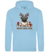 Чоловіча толстовка (худі) Новорічний мопс Блакитний фото
