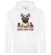 Жіноча толстовка (худі) Новорічний мопс Білий фото