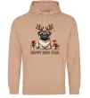 Жіноча толстовка (худі) Новорічний мопс Пісочний фото