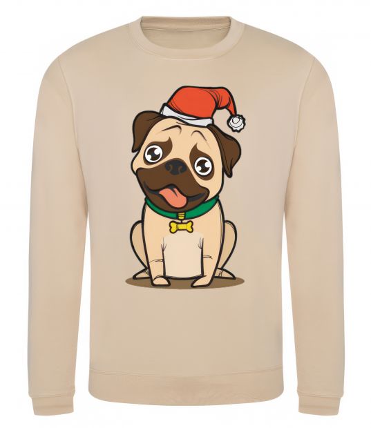 Свитшот Xmas pug happy Песочный фото