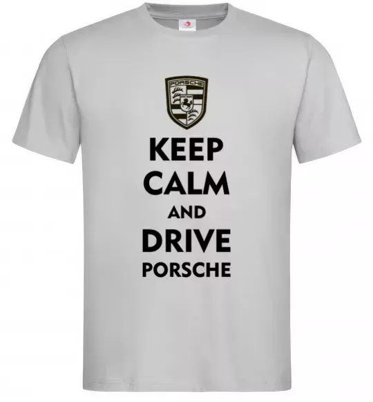 Чоловіча футболка Keep calm and drive Porsche Сірий фото