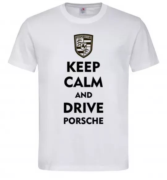 Чоловіча футболка Keep calm and drive Porsche Білий фото