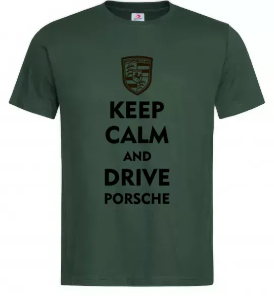 Чоловіча футболка Keep calm and drive Porsche Темно-зелений фото