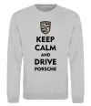 Світшот Keep calm and drive Porsche Сірий меланж фото