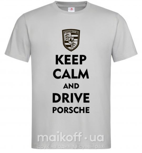 Мужская футболка Keep calm and drive Porsche Серый фото