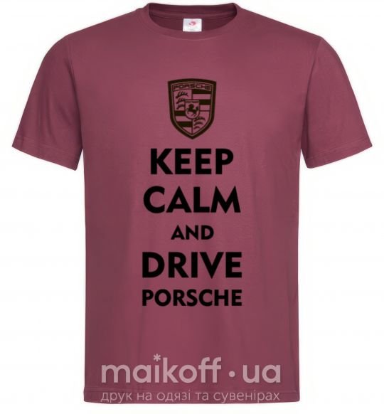 Чоловіча футболка Keep calm and drive Porsche Бордовий фото