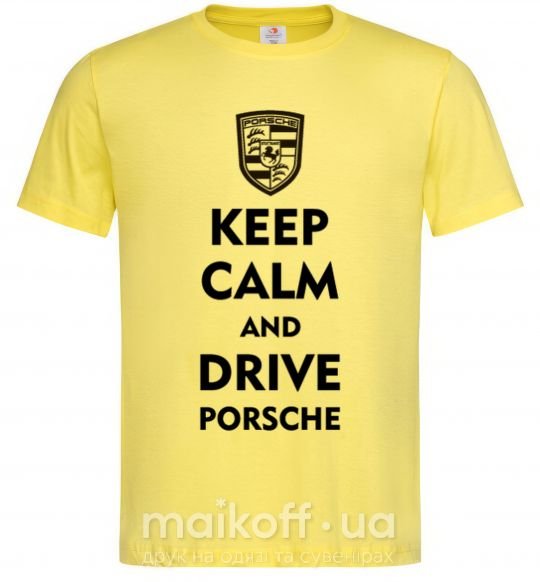 Мужская футболка Keep calm and drive Porsche Лимонный фото
