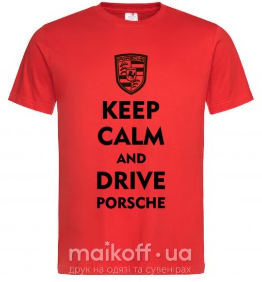 Мужская футболка Keep calm and drive Porsche Красный фото