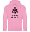 Мужская толстовка (худи) Keep calm and drive Honda Розовый фото