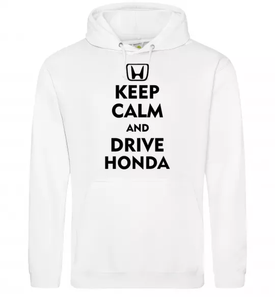 Мужская толстовка (худи) Keep calm and drive Honda Белый фото