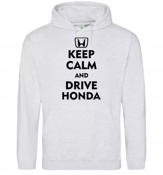 Мужская толстовка (худи) Keep calm and drive Honda Серый меланж фото