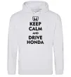 Мужская толстовка (худи) Keep calm and drive Honda Серый меланж фото