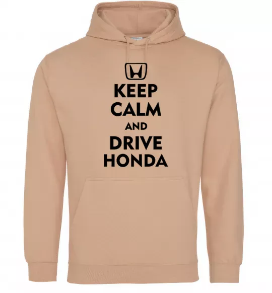 Мужская толстовка (худи) Keep calm and drive Honda Песочный фото
