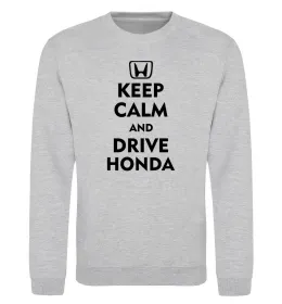 Свитшот Keep calm and drive Honda Серый меланж фото