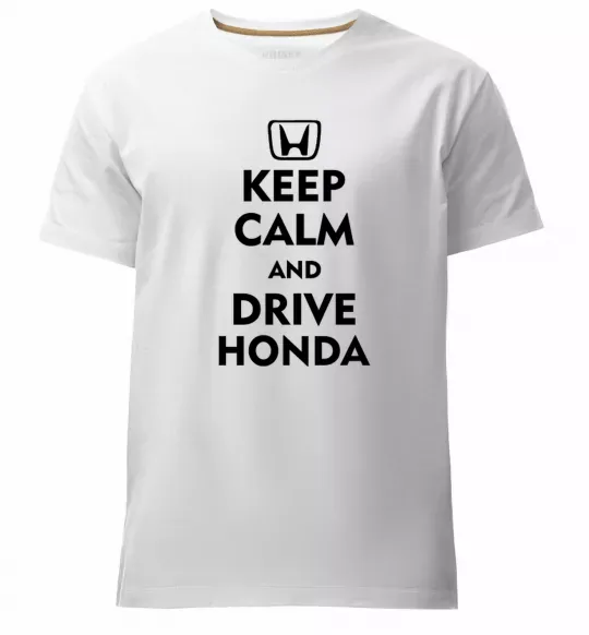 Мужская премиум футболка Keep calm and drive Honda Белый фото