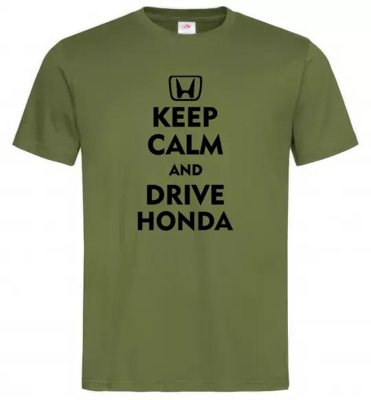 Мужская футболка Keep calm and drive Honda Оливковый фото