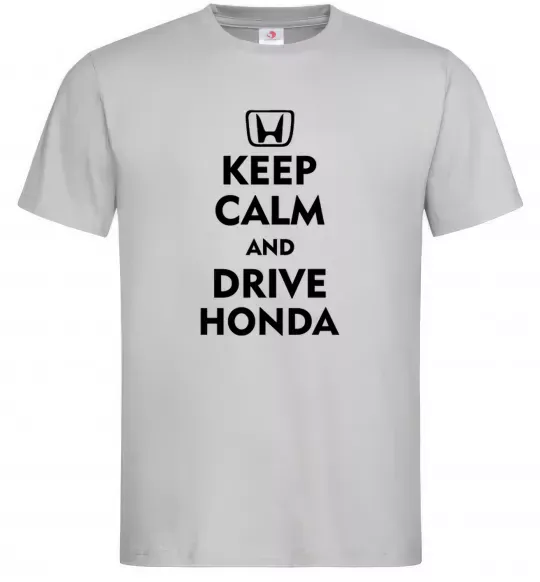 Мужская футболка Keep calm and drive Honda Серый фото