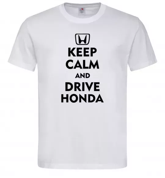 Мужская футболка Keep calm and drive Honda Белый фото