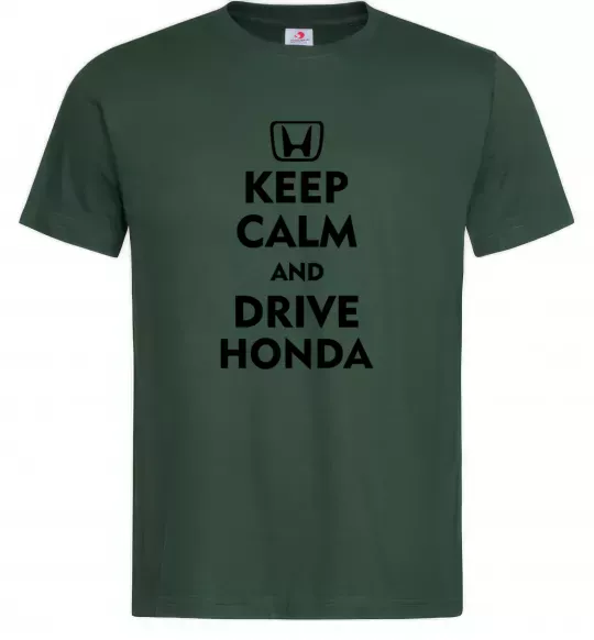 Мужская футболка Keep calm and drive Honda Темно-зеленый фото