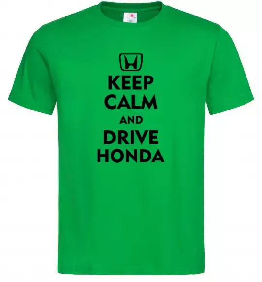 Мужская футболка Keep calm and drive Honda Зеленый фото