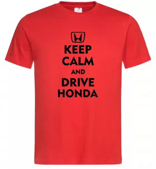 Мужская футболка Keep calm and drive Honda Красный фото