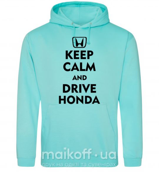 Мужская толстовка (худи) Keep calm and drive Honda Мятный фото