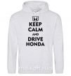 Женская толстовка (худи) Keep calm and drive Honda Серый меланж фото