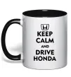 Чашка с цветной ручкой Keep calm and drive Honda Черный фото