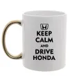 Чашка с цветной ручкой Keep calm and drive Honda Золото фото
