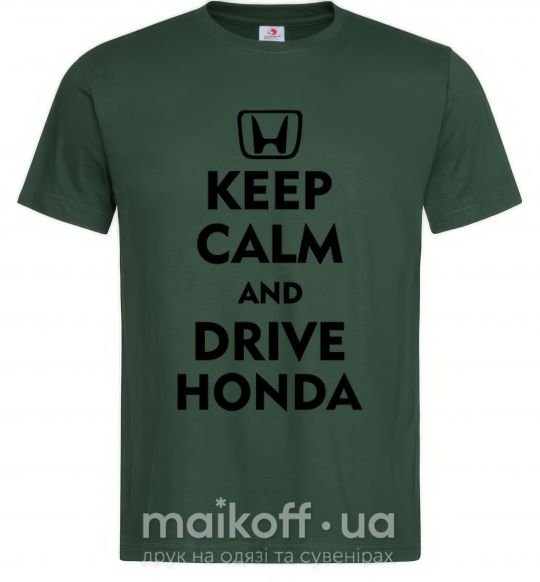 Мужская футболка Keep calm and drive Honda Темно-зеленый фото