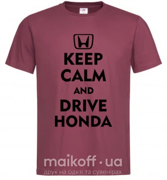 Мужская футболка Keep calm and drive Honda Бордовый фото