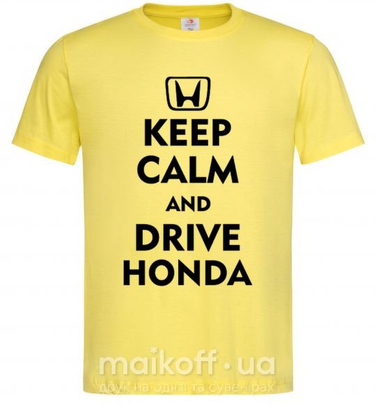 Чоловіча футболка Keep calm and drive Honda Лимонний фото