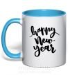 Чашка с цветной ручкой Happy New Year Curvy Голубой фото