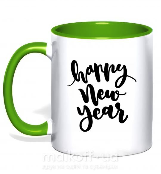 Чашка с цветной ручкой Happy New Year Curvy Зеленый фото