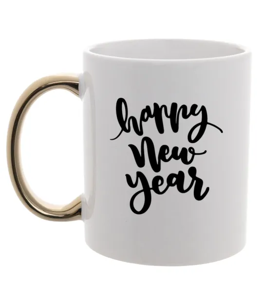 Чашка с цветной ручкой Happy New Year Curvy Золото фото