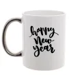 Чашка с цветной ручкой Happy New Year Curvy Серебро фото