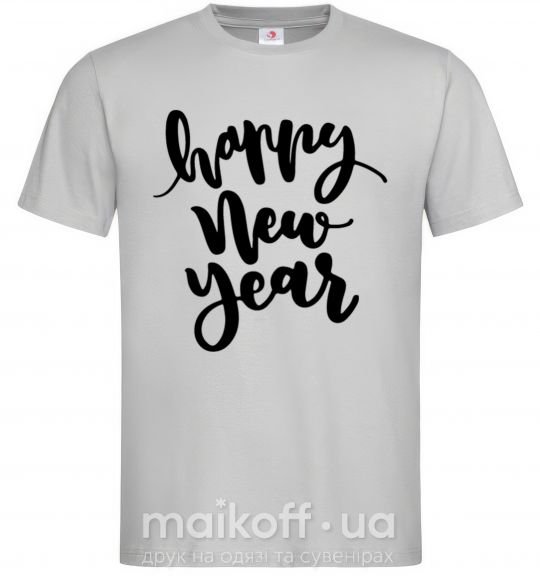 Мужская футболка Happy New Year Curvy Серый фото
