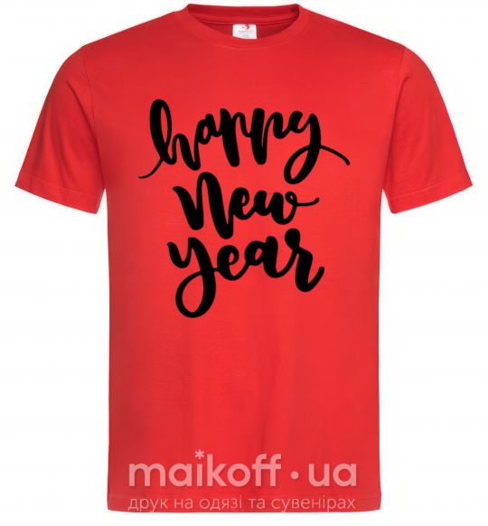 Мужская футболка Happy New Year Curvy Красный фото