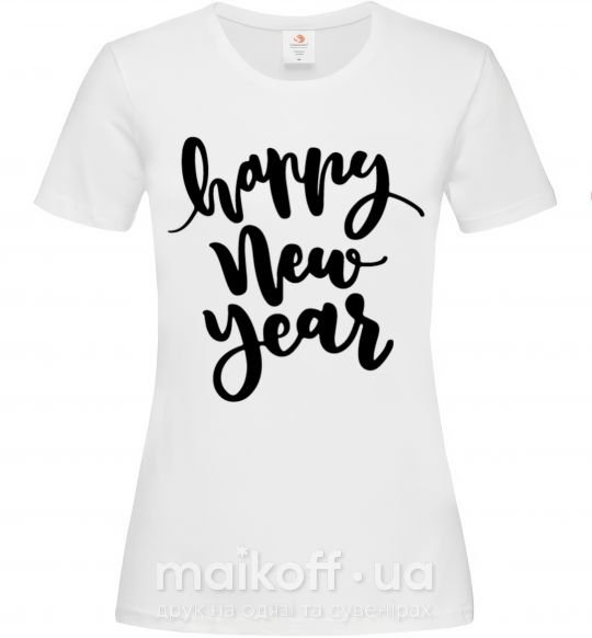 Женская футболка Happy New Year Curvy Белый фото