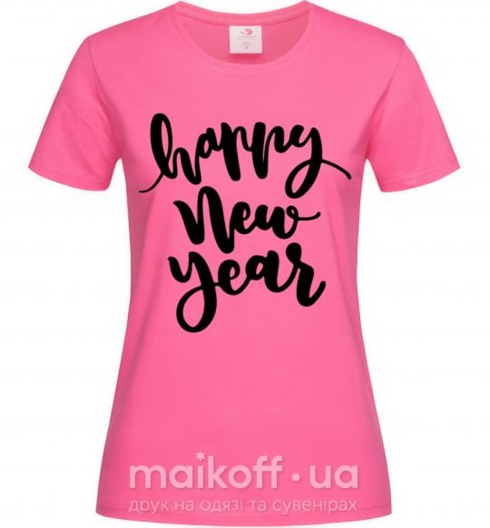 Жіноча футболка Happy New Year Curvy Яскраво-рожевий фото