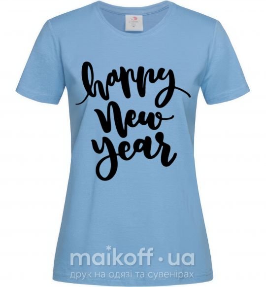 Женская футболка Happy New Year Curvy Голубой фото