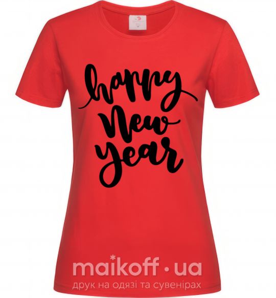 Женская футболка Happy New Year Curvy Красный фото